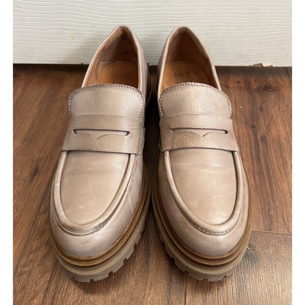 MIZ MOOZ Women's Legend Beige Antique Burnished Leather Lug Sole Loafer Shoes 40 - Picture 4 of 13